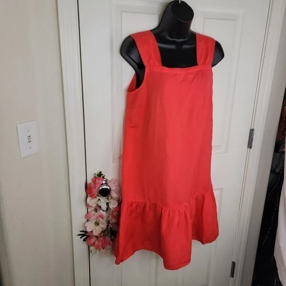 Loft sleevless linen blend mini flounce dress size small